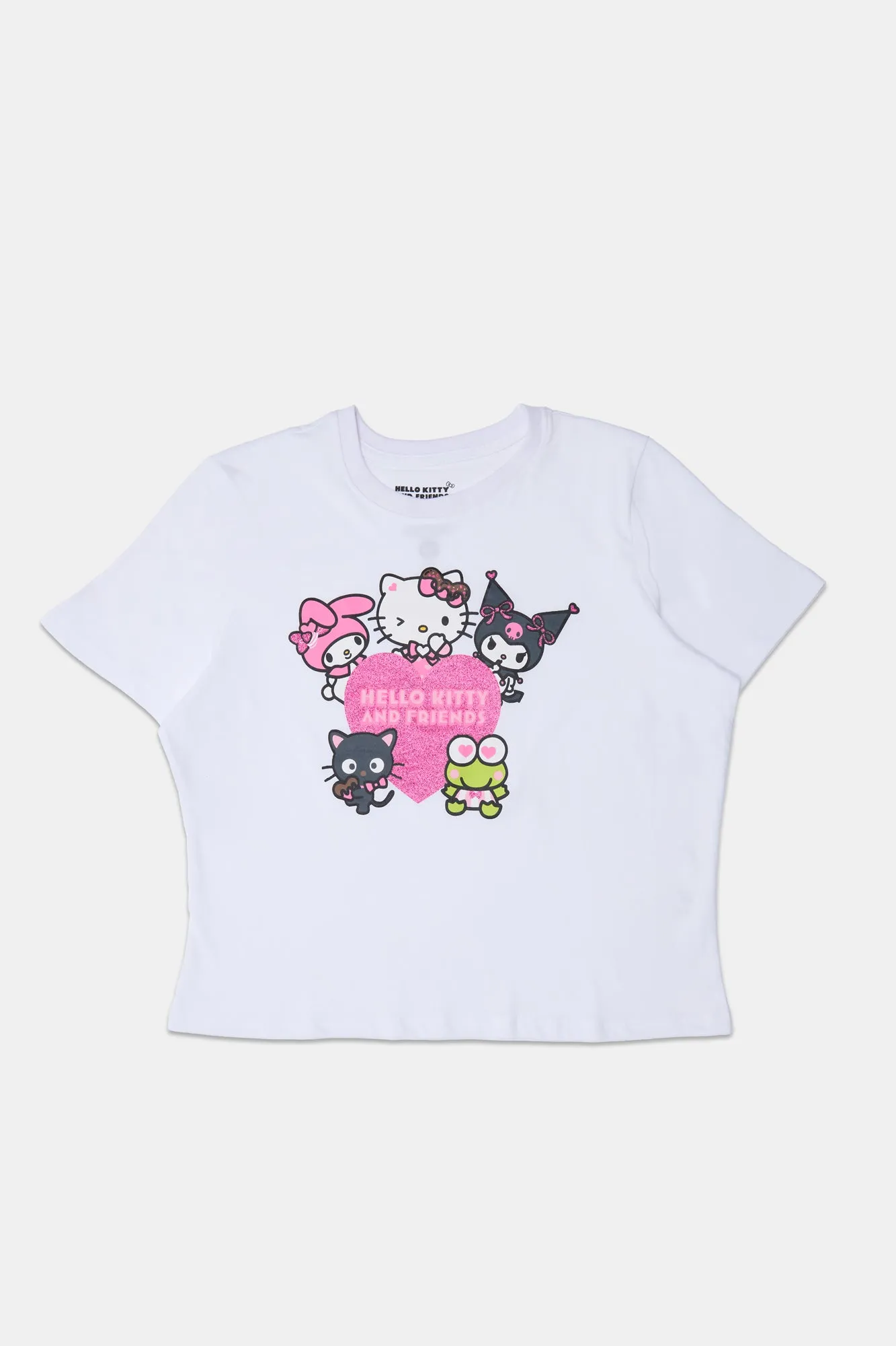 Womens Hello Kitty And Friends Glitter Baby Tee