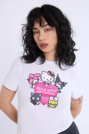 Womens Hello Kitty And Friends Glitter Baby Tee