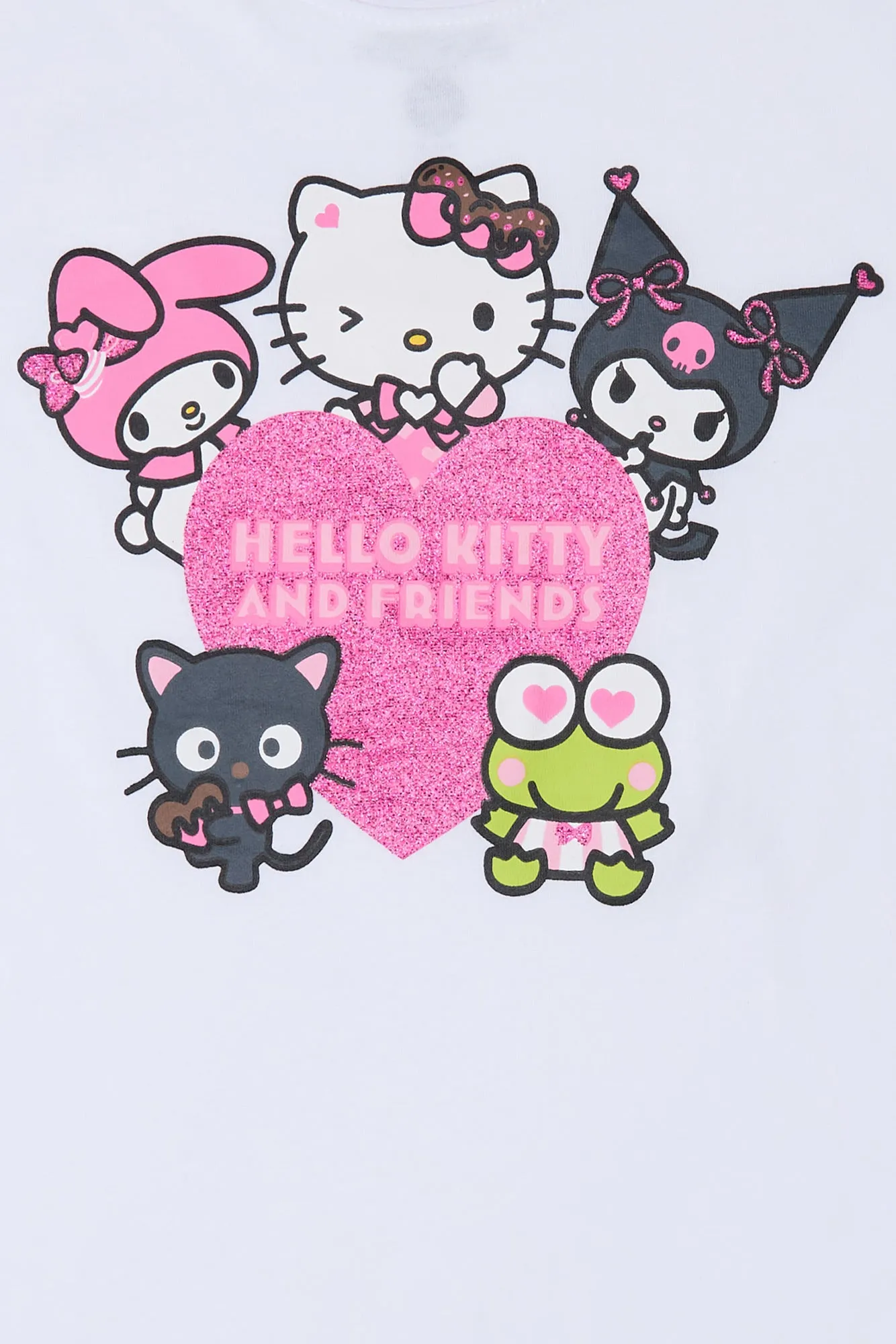 Womens Hello Kitty And Friends Glitter Baby Tee