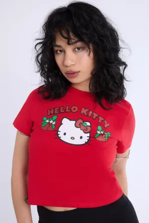 Womens Hello Kitty Glitter Baby Tee