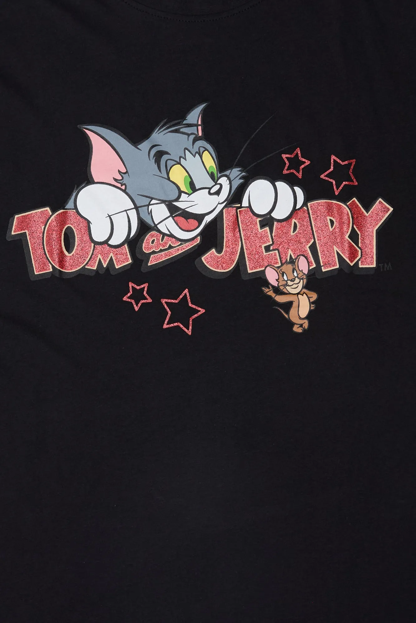 Womens Tom & Jerry Glitter Graphic Tee