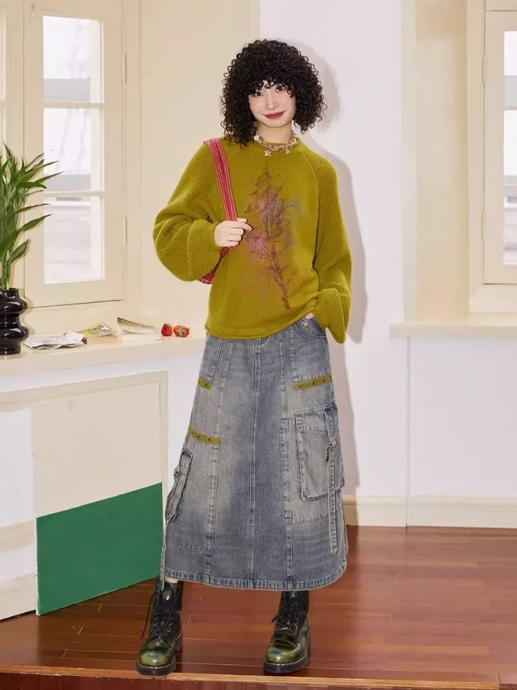 Workwear denim mid-length bustier skirts【s0000007113】