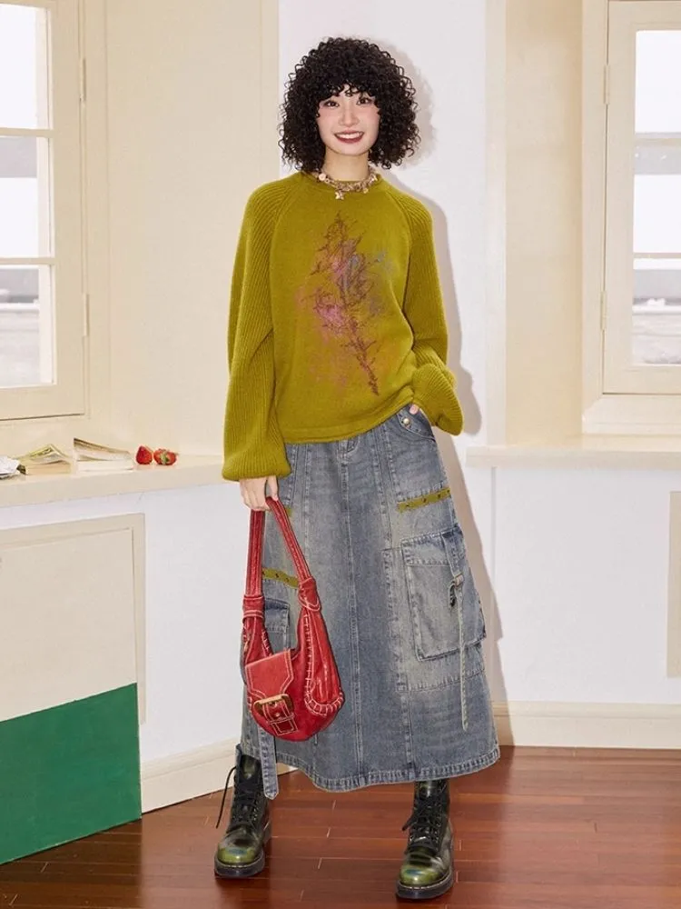 Workwear denim mid-length bustier skirts【s0000007113】