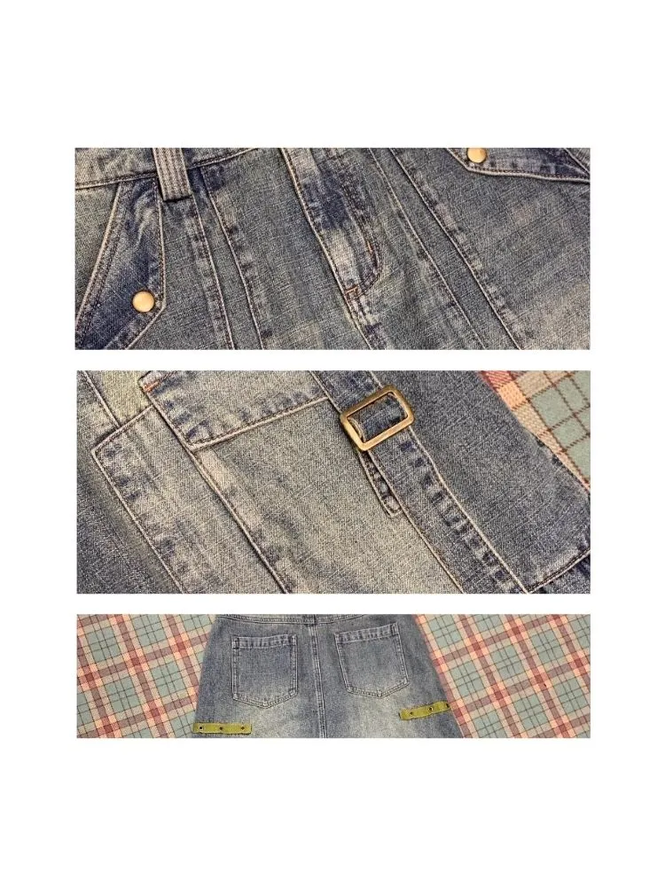 Workwear denim mid-length bustier skirts【s0000007113】