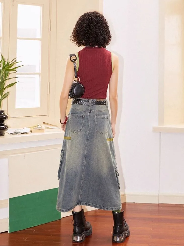 Workwear denim mid-length bustier skirts【s0000007113】