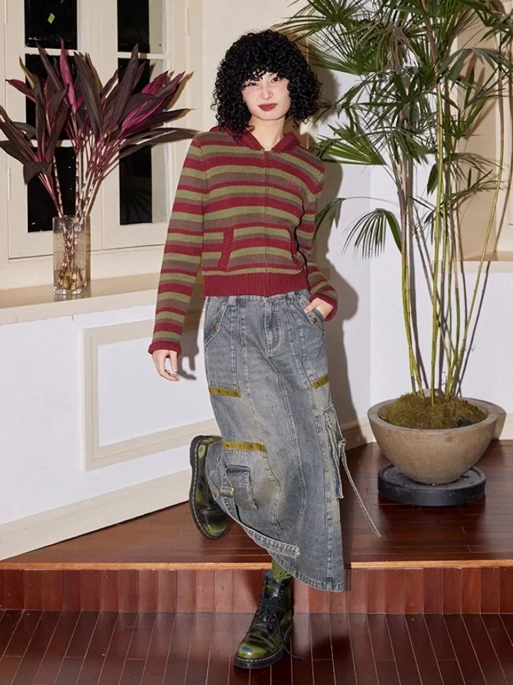 Workwear denim mid-length bustier skirts【s0000007113】