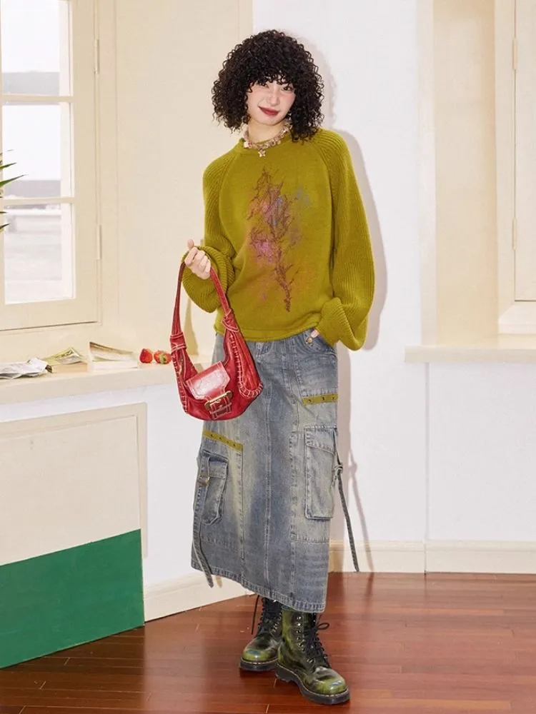 Workwear denim mid-length bustier skirts【s0000007113】