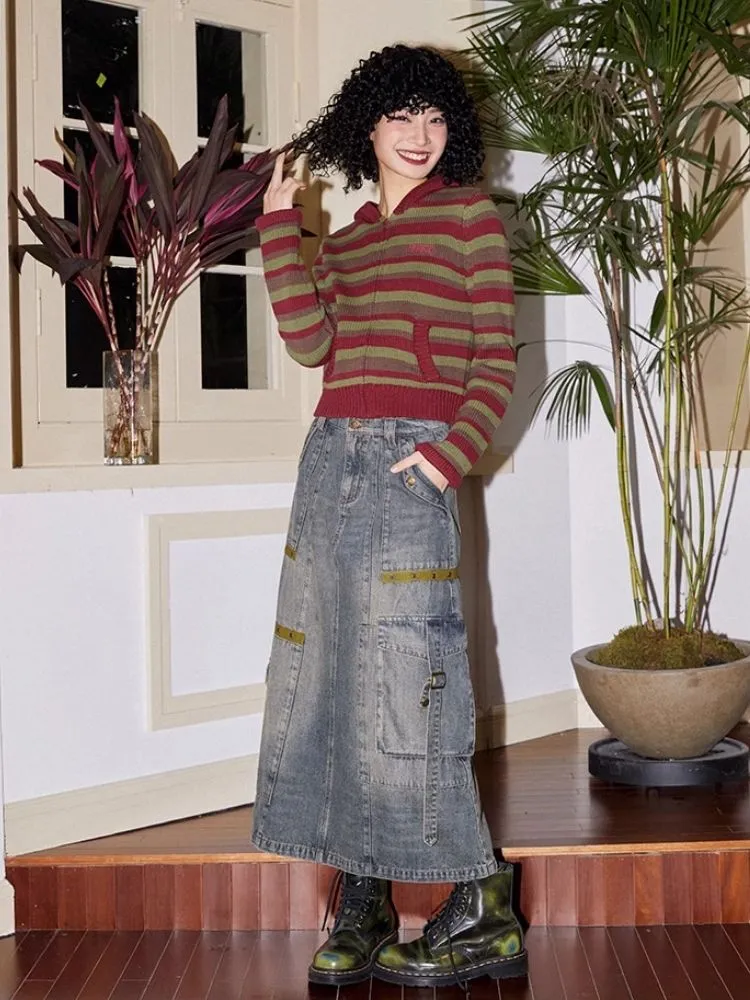 Workwear denim mid-length bustier skirts【s0000007113】